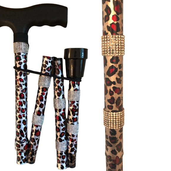 Red Cheetah Diamond Cane - Picture 3 of 6